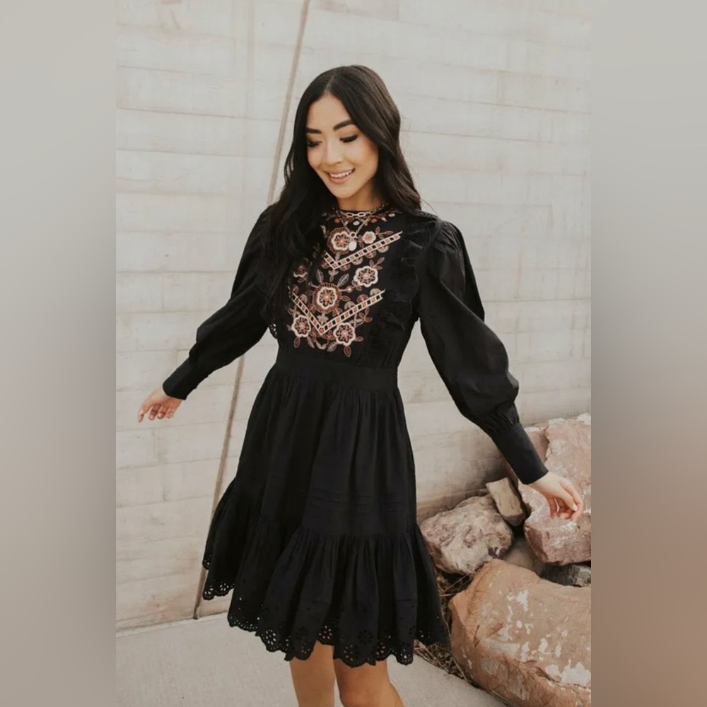 Böhme Charcoal Embroidered Dress Size L